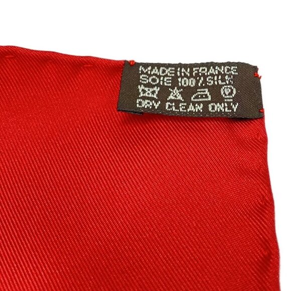 Auth HERMES Carre 90 - Cream Red Light Blue Silk Scarf - Picture 4 of 5
